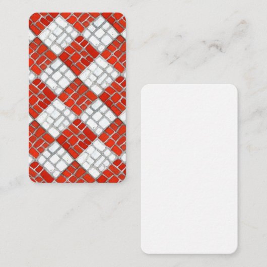CARTE À NOTES PLATE 3,5x2 MOSAÏQUE À COCHE ROUGE / (Devant / Derrière)