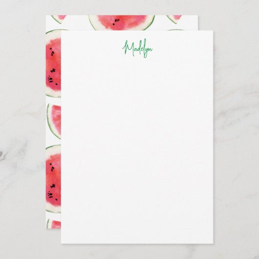 Carte à notes plats de pastèque (Devant / Derrière)