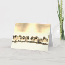 Carte à notes pliées PETITS OISEAUX SUR UNE BRANCH