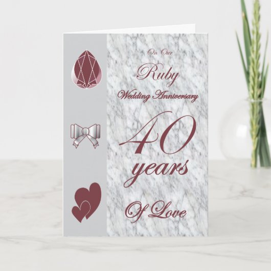 Carte À notre anniversaire de mariage rubis (Devant)