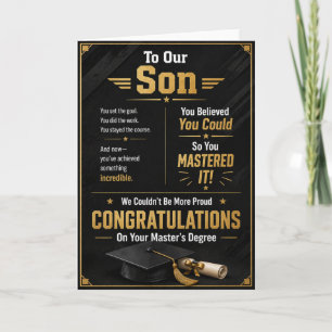 Carte À notre fils diplômé de master