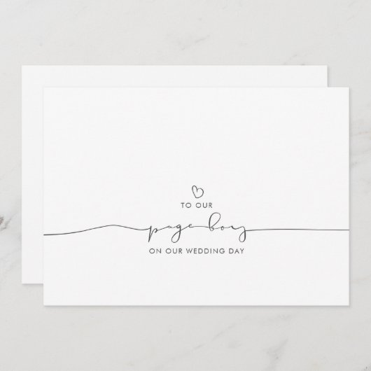 Carte À notre page Mariage garçon matin mignon message (Devant / Derrière)