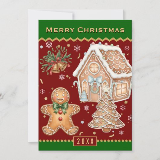 Carte à pain de Noël, Maison, Homme en pain d'épic (Devant)