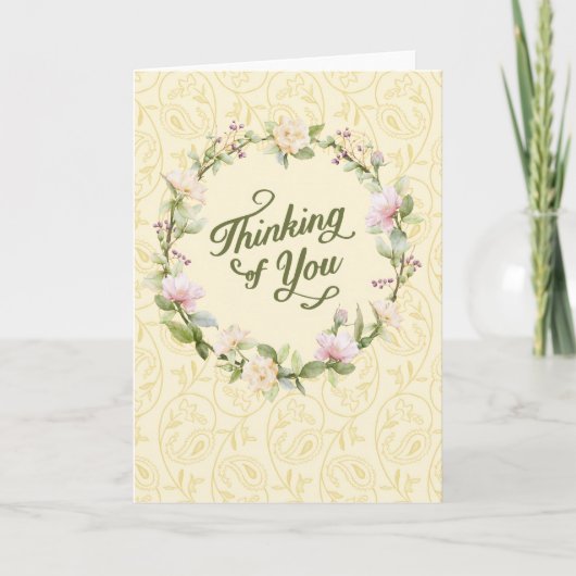 Carte À penser à vous - couronne florale (Devant)