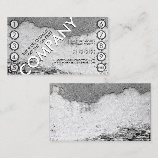 carte à perforation pour changer d'huile (Devant / Derrière)