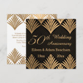 Carte à plat Art déco feuille d'or 50e anniversair (Devant / Derrière)