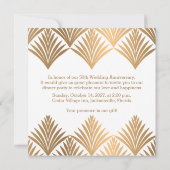 Carte à plat Art déco feuille d'or 50e anniversair (Dos)