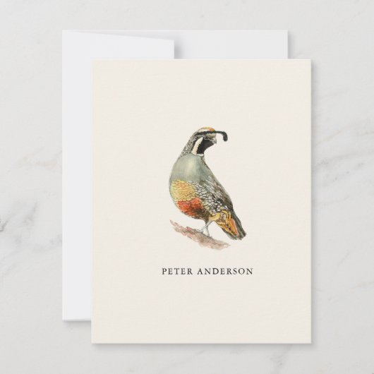 carte à plat caille de Californie vintage (Devant)