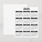 Carte à plat Calendrier annuel 2025 États-Unis noi (Devant / Derrière)