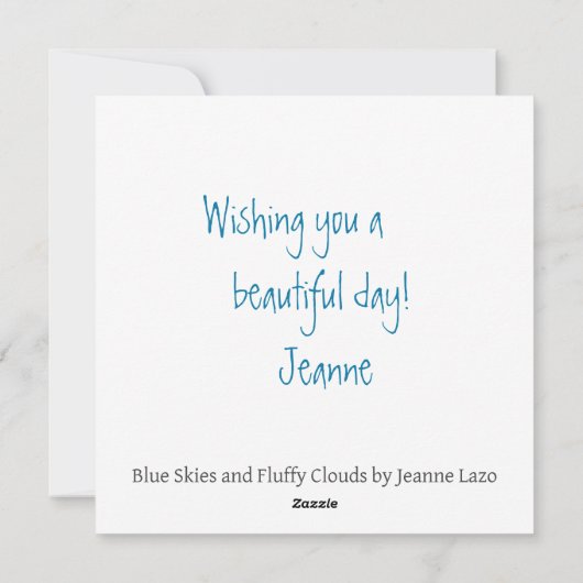 Carte à plat carré Blue Skies and Clouds (Dos)