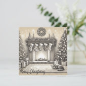 Carte à plat Cosy Christmas Kitty Sketch (Debout devant)