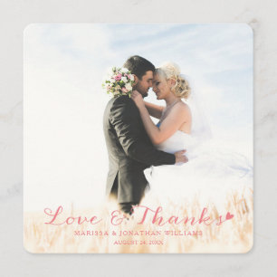 Carte à plat de Merci de Mariage de coeur doux   R