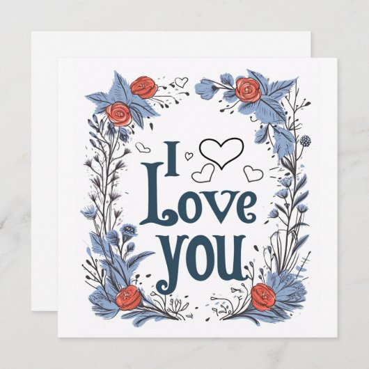 Carte à plat Heureuse Sainte-Valentin (Devant / Derrière)