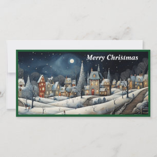 Carte à plat Merry Christmas Village