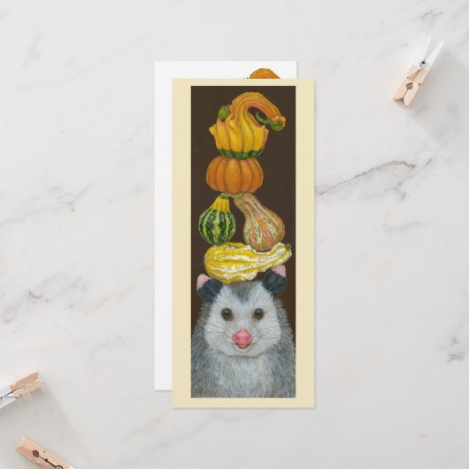 Carte à plat Opossum d'automne (Devant/Arrière en situation)