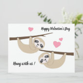 Carte à plat paresse de la Saint Valentin (Debout devant)