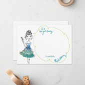 Carte à plat personnalisée "Thinking Girl" (Devant/Arrière en situation)