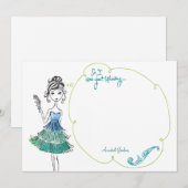 Carte à plat personnalisée "Thinking Girl" (Devant / Derrière)