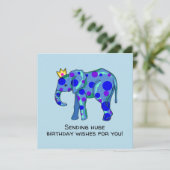 Carte à plat pour anniversaire éléphant (Debout devant)