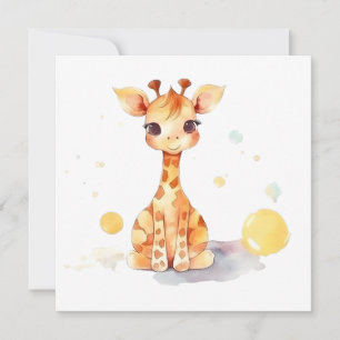 Carte à plat pour bébé mignonne Giraffe