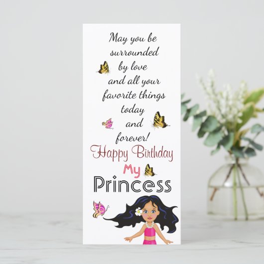 Carte à plat pour l'anniversaire de la fille (Debout devant)