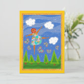 Carte à plat Quilt red head girl 5x7 (Debout devant)