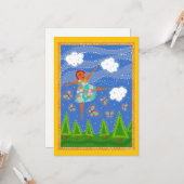 Carte à plat Quilt red head girl 5x7 (Devant/Arrière en situation)