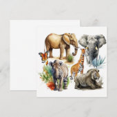 Carte à plat Safari Watercolor (Devant / Derrière)
