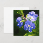 Carte à plat Trois Fleurs Bleues (Devant / Derrière)