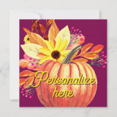 Carte à plat vin rouge orangé citrouille d'automne (Devant)