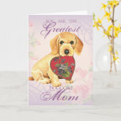 Carte À poils durs Dachshund Heart Maman (Fleur jaune)