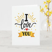 Carte à pois Je t'aime (Fleur jaune)