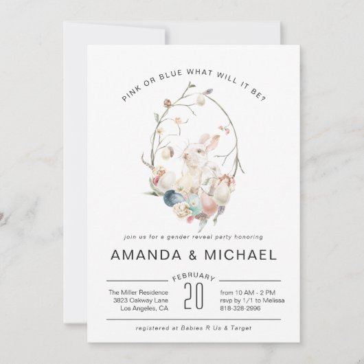 Carte À propos de Hatch | Baby shower de révélation de P (Devant)