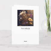 Carte À propos de vous Engrenages à vapeur et fleurs (Dos)