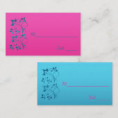 Carte à puce florale Fuchsia et Turquoise (Devant / Derrière)