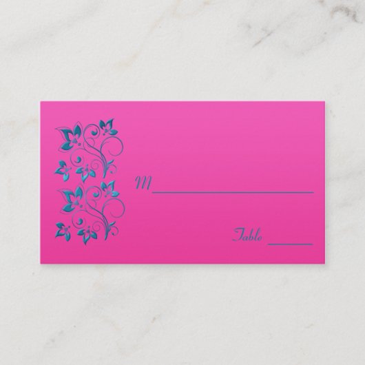 Carte à puce florale Fuchsia et Turquoise (Devant)