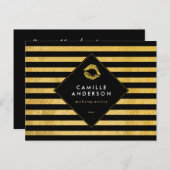 Carte à puce pour maquillage noir et or (Devant / Derrière)