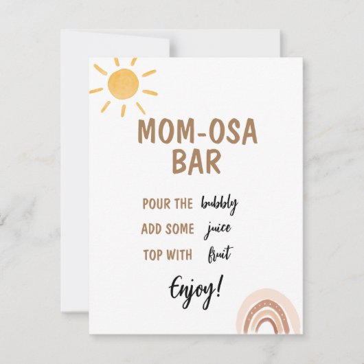 Carte à puce Sunshine Baby shower Mimosa Bar (Devant)