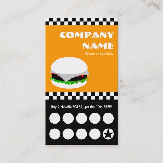 carte à punchcard des dames hamburger (Devant)