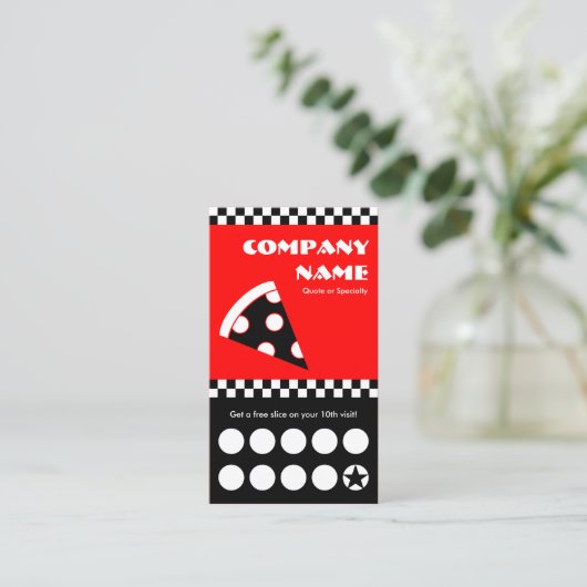 carte à punchcard pour les dames de pizza (Debout devant)