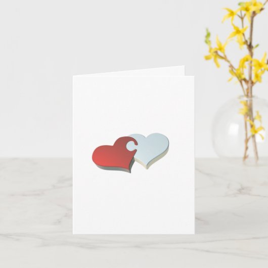 Carte à puzzle à deux coeurs (Fleur jaune)