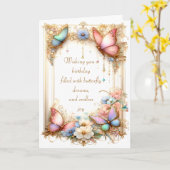 Carte à quatre papillons Imaginaires (Fleur jaune)