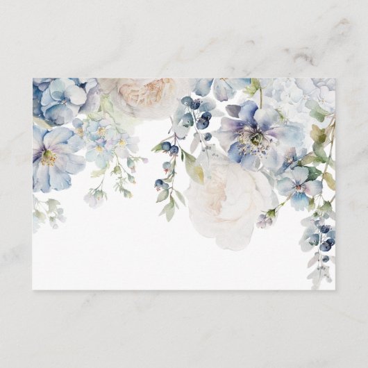 Carte à rabat à couche bleu Hydrangea & Fleurs Ros (Dos)