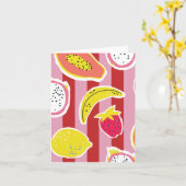 carte à rayures rouges et roses avec des fruits tr (Fleur jaune)