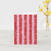 Carte à rayures rouges et roses avec dessins de fê (Fleur jaune)