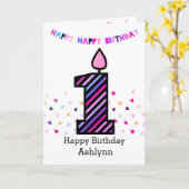 Carte Ă?re fille d'anniversaire de rose et de pourpre (Fleur jaune)