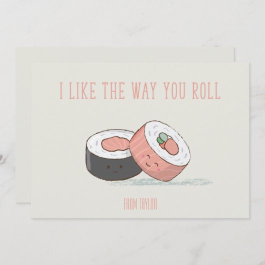Carte à rouleaux Valentine Sushi Classroom (Devant / Derrière)