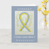 Carte à ruban Customisée de sensibilisation gris e (Fleur jaune)