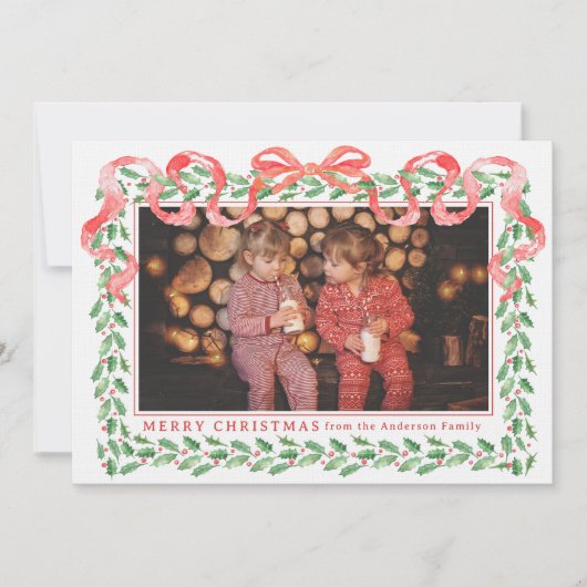 Carte à ruban Holly Christmas Grandmillennial (Devant)