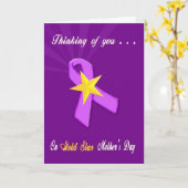 Carte à ruban violet pour la fête des mères de l'é (Fleur jaune)